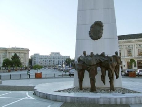 Bucharest Revolution Square Heros of the Revolution monument, Athenee Palace Hilton hotel